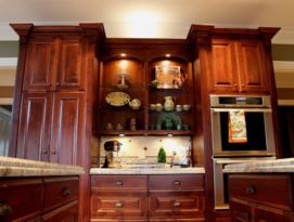 Alder wood cabinets with open shelves and great lighting