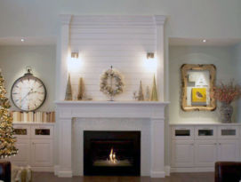 White mantel and built ins