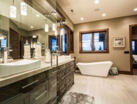 Master bath with bank of drawers vanity