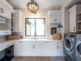 White laundry and craft room