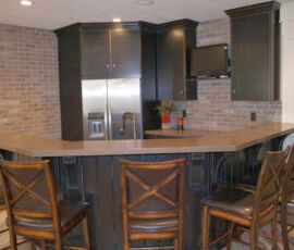 kitchenette with raised bar seating