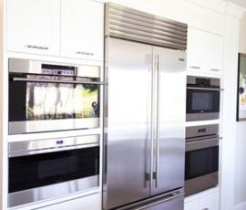 White cabinets with stainless appliances