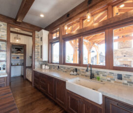 Walnut kitchen with farm sink
