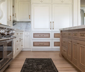 White Kitchen with quarter Sawn Oak island