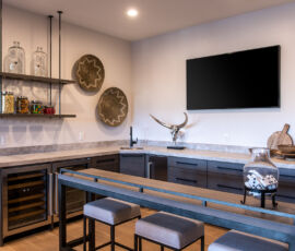 quarter sawn oak modern wet bar