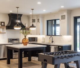 black & white kitchenette