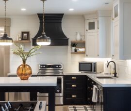 black & white kitchenette